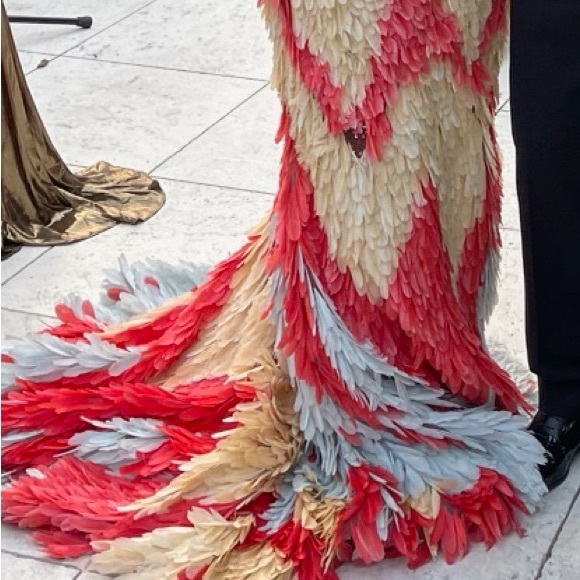 Custom ostrich feather gown - Picture 4 of 5